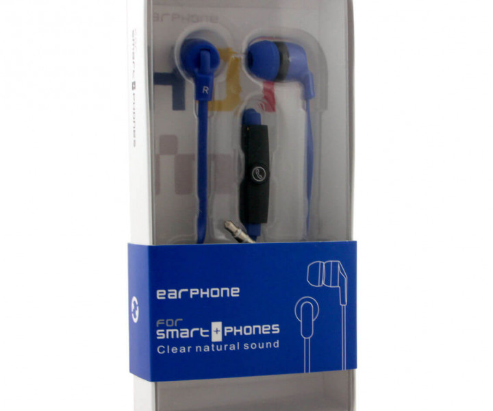 Наушники M1 Blue, Mini jack (3.5 мм), вакуумные, микрофон на проводе